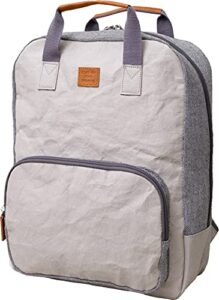 out of the woods supernatural paper backpack multi-pocket backpack with vegan paper – washable backpack with zippered body & front pocket – sustainable, ethical backpack / laptop bag