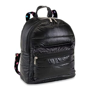 top trenz inc mini backpacks or daybags (black puffer mini backpack with scatter star straps)