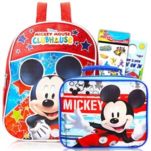 mickey mouse mini backpack with lunch box set – 4 pc bundle with 11″ mickey backpack, mickey mouse lunch bag, temporary tattoos, more | mickey mouse backpack for toddler