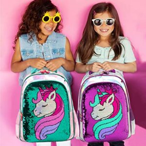 Unicorn Backpack for Girls Backpacks Glitter Sequin Bookbag with Lunch Box for Elementary Students Preschool Bag