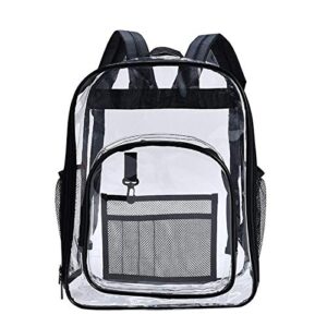 dv- black-clear backpack | heavy duty | clear pvc | transparent backpacks | easy to use as a bookbags