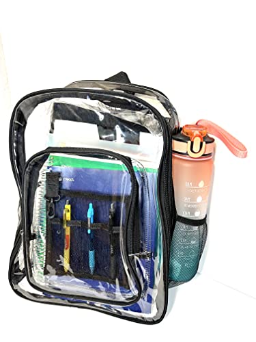 DV- Black-Clear Backpack | Heavy Duty | Clear PVC | Transparent Backpacks | Easy to use as a Bookbags