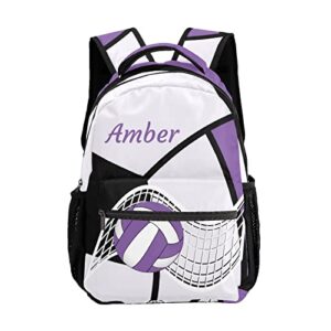 artgift custom sports volleyball purple waterproof backpack for birthday holiday gift, 12.2(l) x 5.9(w) x 16.5(h) inch