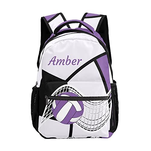 ArtGift Custom Sports Volleyball Purple Waterproof Backpack for Birthday Holiday Gift, 12.2(L) x 5.9(W) x 16.5(H) Inch