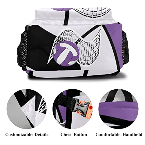 ArtGift Custom Sports Volleyball Purple Waterproof Backpack for Birthday Holiday Gift, 12.2(L) x 5.9(W) x 16.5(H) Inch