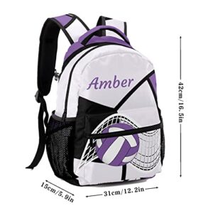 ArtGift Custom Sports Volleyball Purple Waterproof Backpack for Birthday Holiday Gift, 12.2(L) x 5.9(W) x 16.5(H) Inch