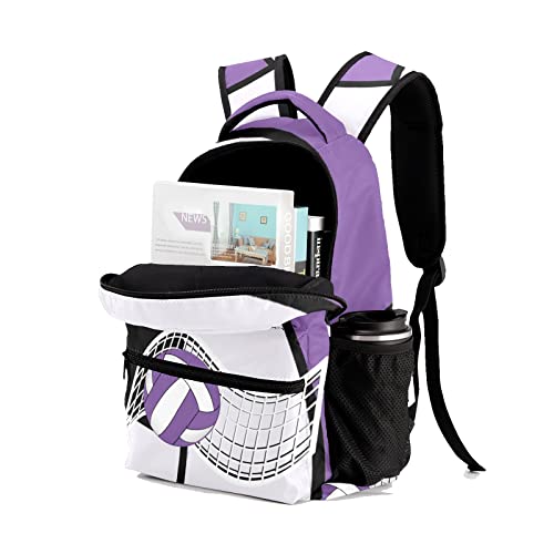 ArtGift Custom Sports Volleyball Purple Waterproof Backpack for Birthday Holiday Gift, 12.2(L) x 5.9(W) x 16.5(H) Inch