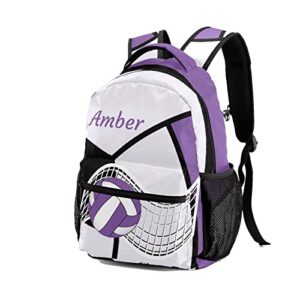 ArtGift Custom Sports Volleyball Purple Waterproof Backpack for Birthday Holiday Gift, 12.2(L) x 5.9(W) x 16.5(H) Inch