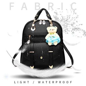 Backpack Purse for Women Large Capacity Leather Shoulder Bags Cute Mini Backpack for Girls,Black