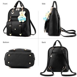 Backpack Purse for Women Large Capacity Leather Shoulder Bags Cute Mini Backpack for Girls,Black