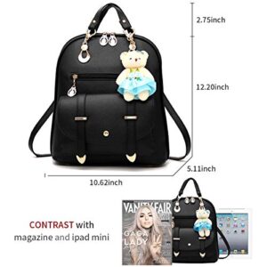 Backpack Purse for Women Large Capacity Leather Shoulder Bags Cute Mini Backpack for Girls,Black