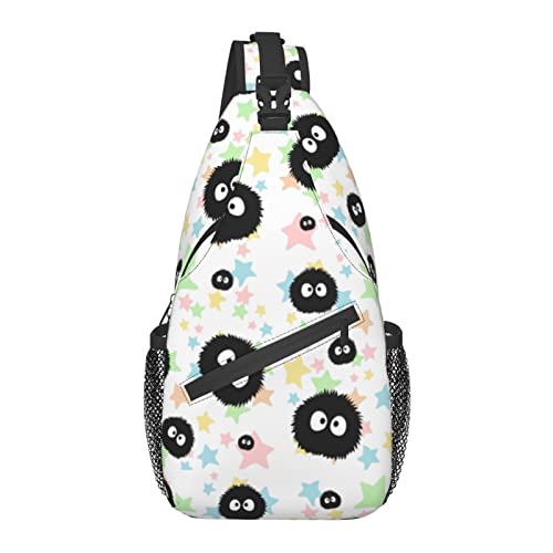 Unisex Men Women 3D Printed Soot Sprite Star Candy Animals Sling Bag Crossbody Chest Daypack Lightweight Casual Backpack Shoulder Bag For Travel Hiking Camping Gifts