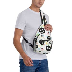 Unisex Men Women 3D Printed Soot Sprite Star Candy Animals Sling Bag Crossbody Chest Daypack Lightweight Casual Backpack Shoulder Bag For Travel Hiking Camping Gifts