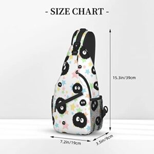 Unisex Men Women 3D Printed Soot Sprite Star Candy Animals Sling Bag Crossbody Chest Daypack Lightweight Casual Backpack Shoulder Bag For Travel Hiking Camping Gifts