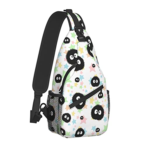 Unisex Men Women 3D Printed Soot Sprite Star Candy Animals Sling Bag Crossbody Chest Daypack Lightweight Casual Backpack Shoulder Bag For Travel Hiking Camping Gifts