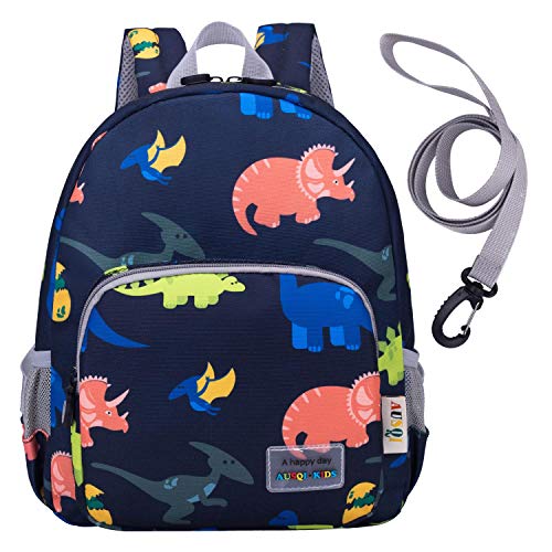 willikiva 3D Dinosaur Backpack Toddler Backpacks for Boys and Girls Kids Backpack Waterproof Preschool Safety Harness Leash (Deep Blue)