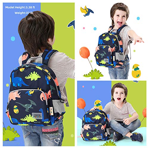 willikiva 3D Dinosaur Backpack Toddler Backpacks for Boys and Girls Kids Backpack Waterproof Preschool Safety Harness Leash (Deep Blue)