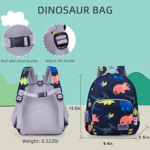 willikiva 3D Dinosaur Backpack Toddler Backpacks for Boys and Girls Kids Backpack Waterproof Preschool Safety Harness Leash (Deep Blue)