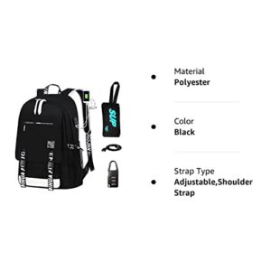 EMISOO Waterproof Travel Laptop Backpack - Large Capacity School Backpack Adjustable Shoulder Strap Backpack USB Charging Port & Headphone Port Backpack For Men With Pencil Bag, Combination Lock