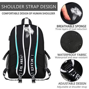 EMISOO Waterproof Travel Laptop Backpack - Large Capacity School Backpack Adjustable Shoulder Strap Backpack USB Charging Port & Headphone Port Backpack For Men With Pencil Bag, Combination Lock