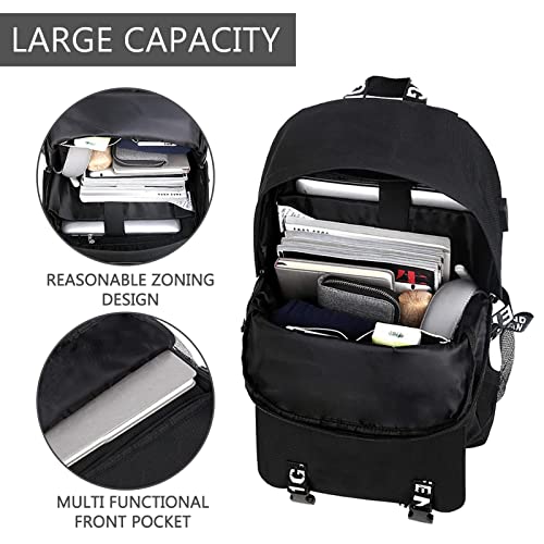 EMISOO Waterproof Travel Laptop Backpack - Large Capacity School Backpack Adjustable Shoulder Strap Backpack USB Charging Port & Headphone Port Backpack For Men With Pencil Bag, Combination Lock