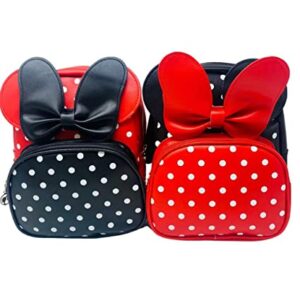 Children Girls Backpacks Mouse Ears Bows Spots Cute School Bags Going to School Travel Shopping Outings Decoration Children's Gift (black)