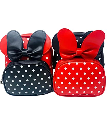 Children Girls Backpacks Mouse Ears Bows Spots Cute School Bags Going to School Travel Shopping Outings Decoration Children's Gift (black)