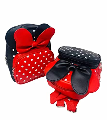 Children Girls Backpacks Mouse Ears Bows Spots Cute School Bags Going to School Travel Shopping Outings Decoration Children's Gift (black)