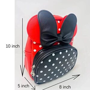 Children Girls Backpacks Mouse Ears Bows Spots Cute School Bags Going to School Travel Shopping Outings Decoration Children's Gift (black)