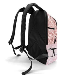 Personalized Name Gymnastics Gem Gymnast Girl Rainbow Pink Glitter Backpack Unisex Bookbag for Boy Girl Travel Daypack Bag Purse 17.7 IN