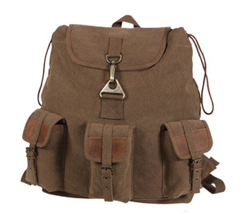 Rothco Brown Vintage Wayfarer Backpack with Leather Accents