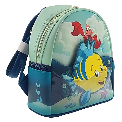 Loungefly Disney Mini Backpack, The Little Mermaid Sidekicks, Flounder Sebastian