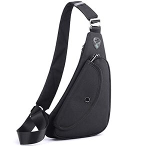 peicees shoulder bag for men casual sling pack women mini crossbody chest bags men’s flip small backpack lightweight slim durable multipurpose water resistant (black)