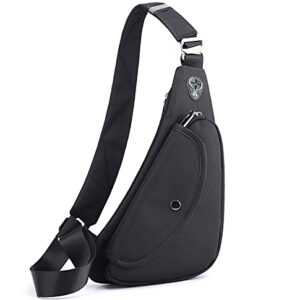 Peicees Shoulder Bag for Men Casual Sling Pack Women Mini Crossbody Chest Bags Men's Flip Small Backpack Lightweight Slim Durable Multipurpose Water Resistant (Black)