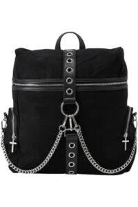 killstar double crossed gothic punk chains buckle crosses backpack