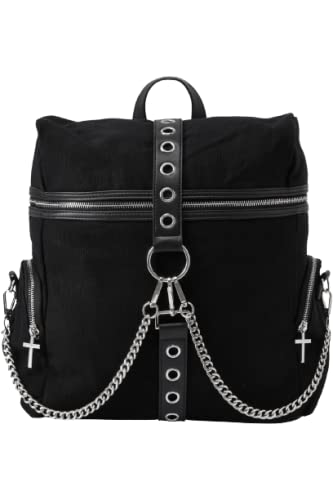 Killstar Double Crossed Gothic Punk Chains Buckle Crosses Backpack