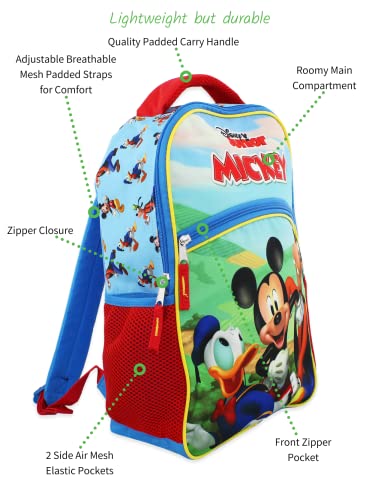 Mickey Mouse and Friends Boys Girls 16 Inch School Backpack (Blue, One Size)