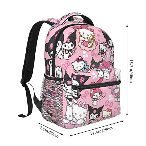 Cartoon Cat Backpack Large Capacity Daypack Lightweight Travel Laptop Bag for Women Girl