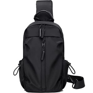 qtittu small sling bag crossbody backpack for men women adjustable strap black waterproof shoulder chest daypack for hiking travel commuting