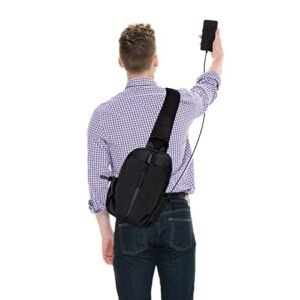 Qtittu Small Sling Bag Crossbody Backpack for Men Women Adjustable Strap Black Waterproof Shoulder Chest Daypack for Hiking Travel Commuting