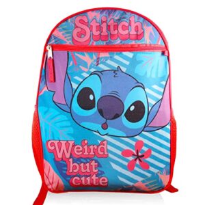 Walt Disney Studio Disney Lilo and Stitch Backpack Lunch Set - Bundle with Lilo Backpack, Lunch Bag, and Water Bottle Plus Stickers and More (Lilo and Stitch School Supplies)