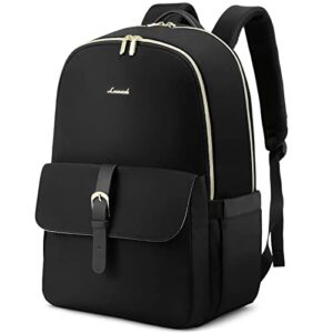 lovevook laptop backpack for women, stylish laptop bookbag, water resistant travel backpack, carry on college school backpack, fits 15.6″ laptop (black, m- 15.6 inches)