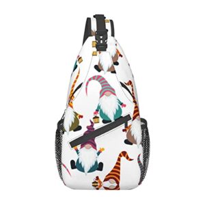 xmas funny gnomes high storage capacity chest bag diagonally sling backpack crossbody shoulder bag for men women