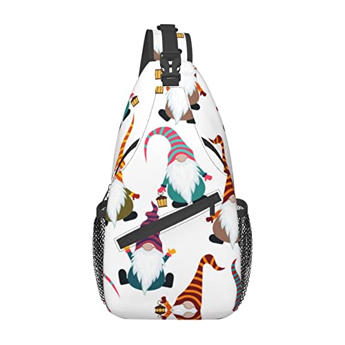 Xmas Funny Gnomes High Storage Capacity Chest Bag Diagonally Sling Backpack Crossbody Shoulder Bag For Men Women