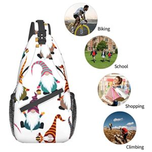 Xmas Funny Gnomes High Storage Capacity Chest Bag Diagonally Sling Backpack Crossbody Shoulder Bag For Men Women