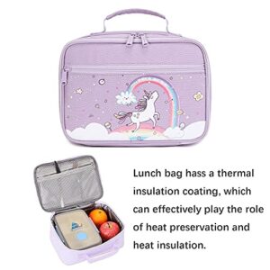 Abshoo Cute Kids Backpack For Girls Kindergarten Elementary Unicorn School Backpacks Set with Lunch Box (Unicorn Purple)