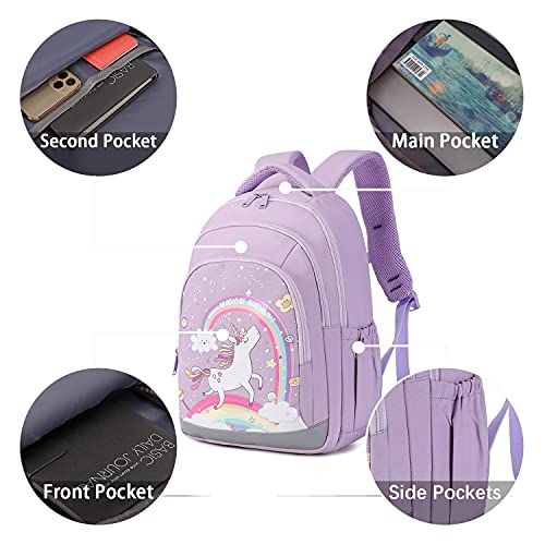 Abshoo Cute Kids Backpack For Girls Kindergarten Elementary Unicorn School Backpacks Set with Lunch Box (Unicorn Purple)