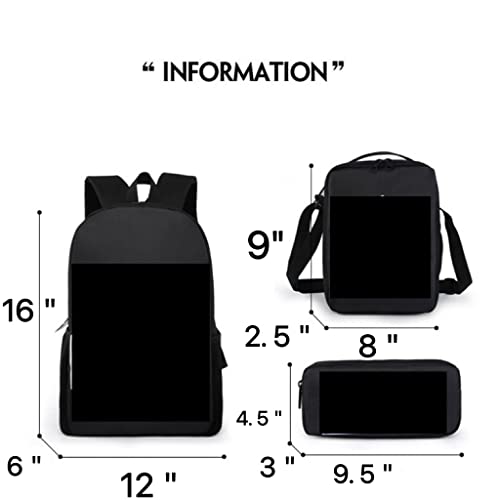 HONTUBS 3 cartoon double backpack shoulder bag elementary school school bag pen bag lunch bag backpack backpack (3)
