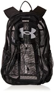 under armour unisex-adult hustle mesh backpack , (001) black / / white , one size fits most