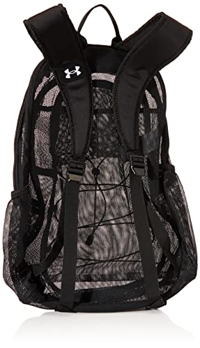 Under Armour unisex-adult Hustle Mesh Backpack , (001) Black / / White , One Size Fits Most